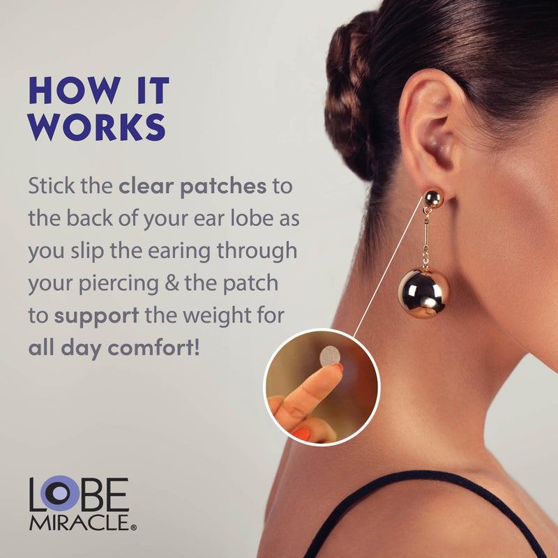 Lobe Miracle- Clear Earring Support Patches - Earring Backs For Droopy Ears - Ear Care Products for Torn or Stretched Ear Lobes (60 Patches) - Image 4